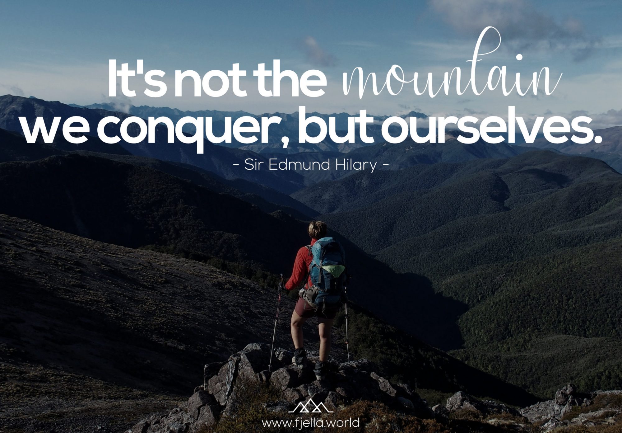 It‘s not the mountains we conquer but ourselves. Zugeschrieben Edmund Hilary, Bergspruch, Wanderzitat, Inspiration, Motivation, Zitat, Spruch, Reisezitate, Motivation