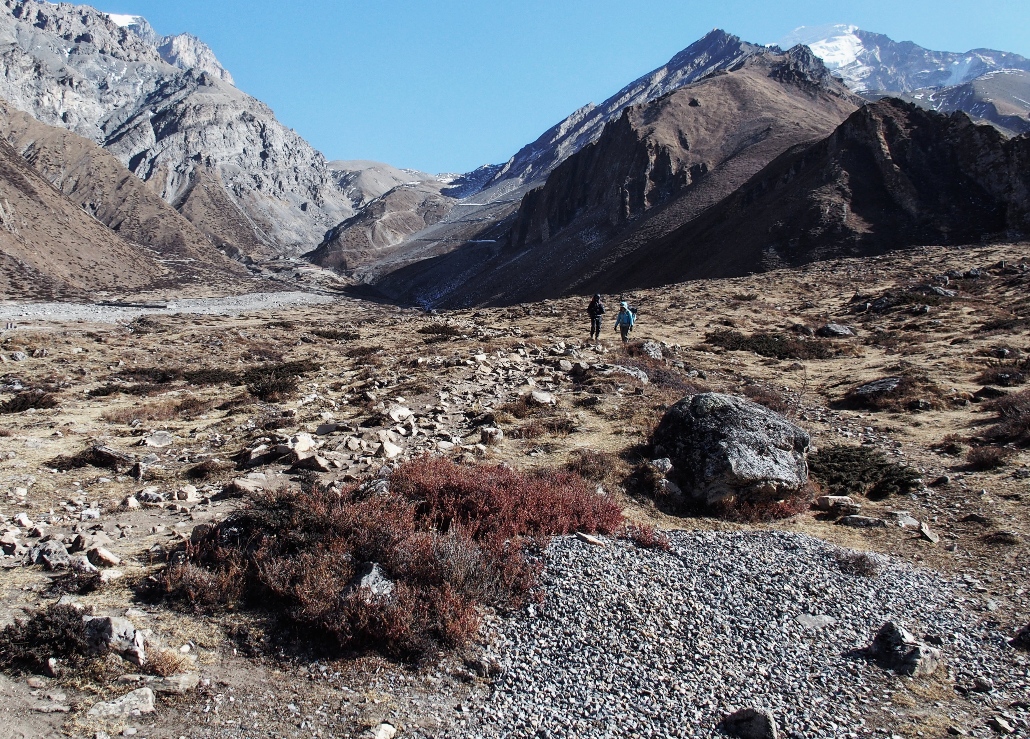 Der steilste Abstieg vom Thorong La Pass ist geschafft