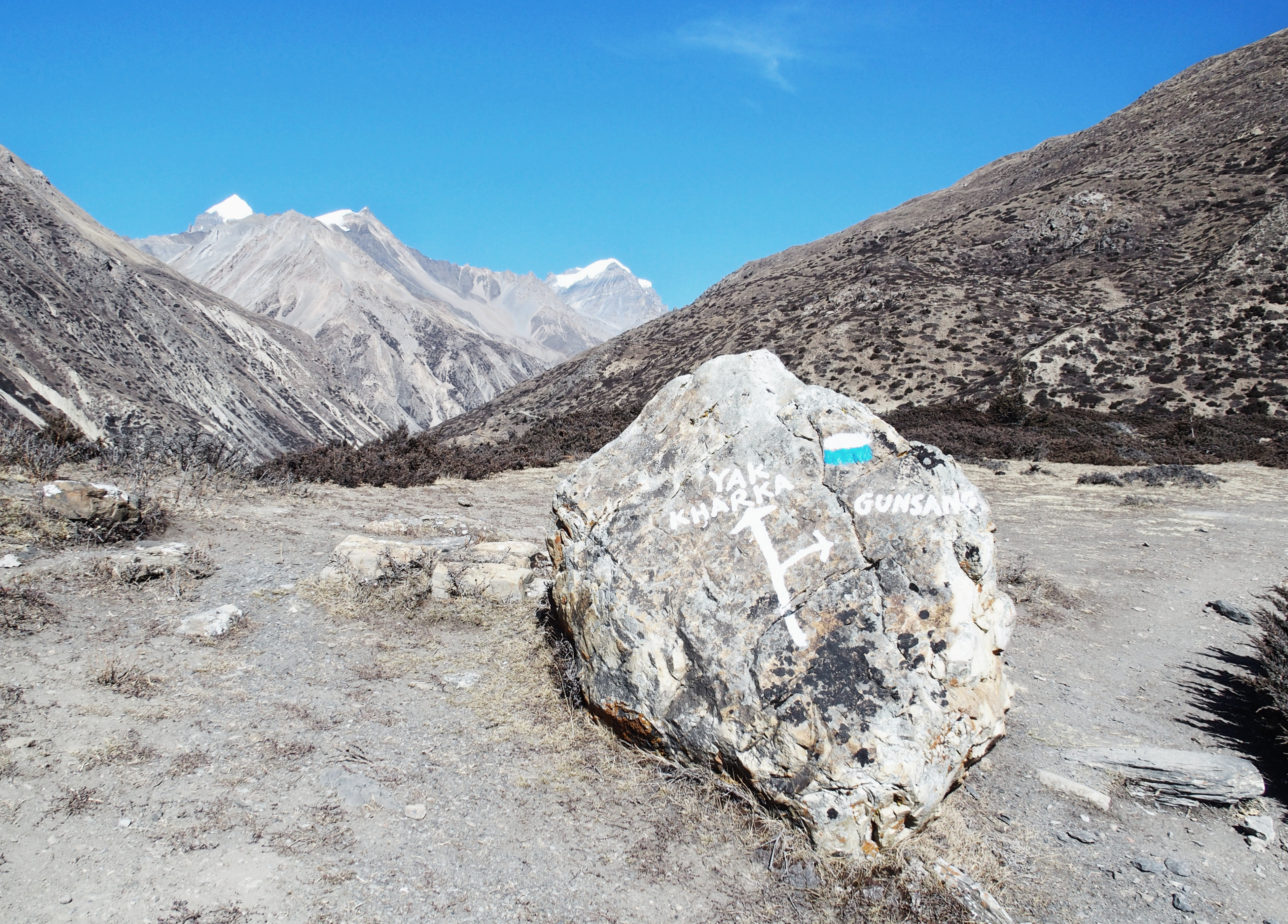Wegweiser auf dem Annapurna Circuit