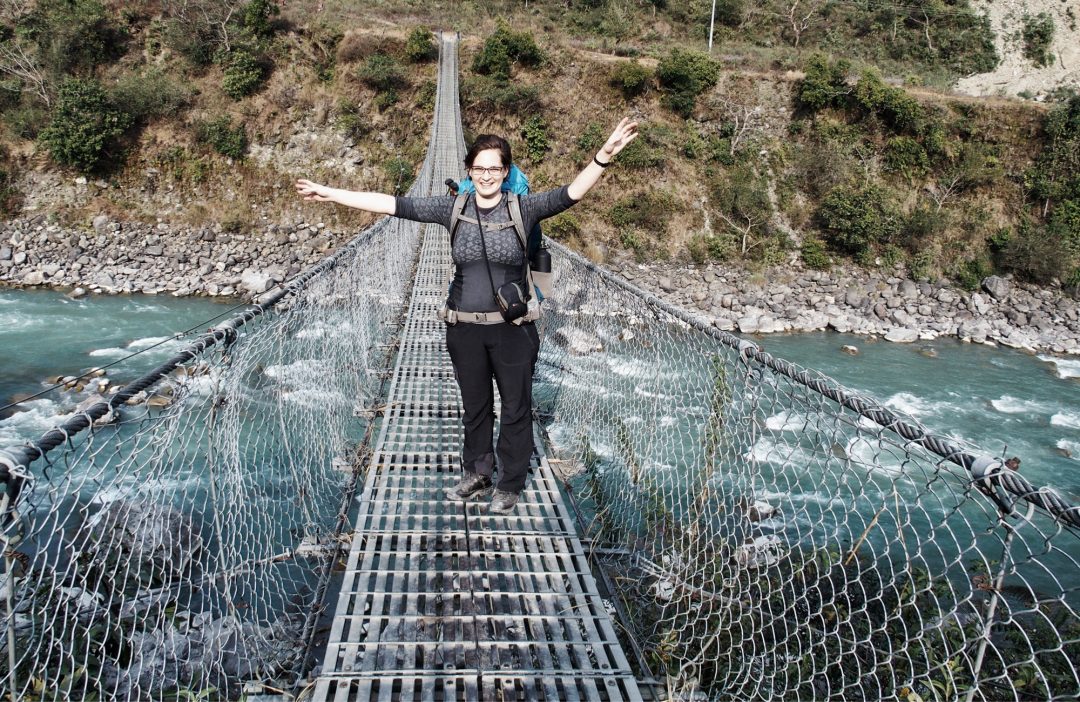 Die erste Hängebrücke auf dem Annapurna Circuit