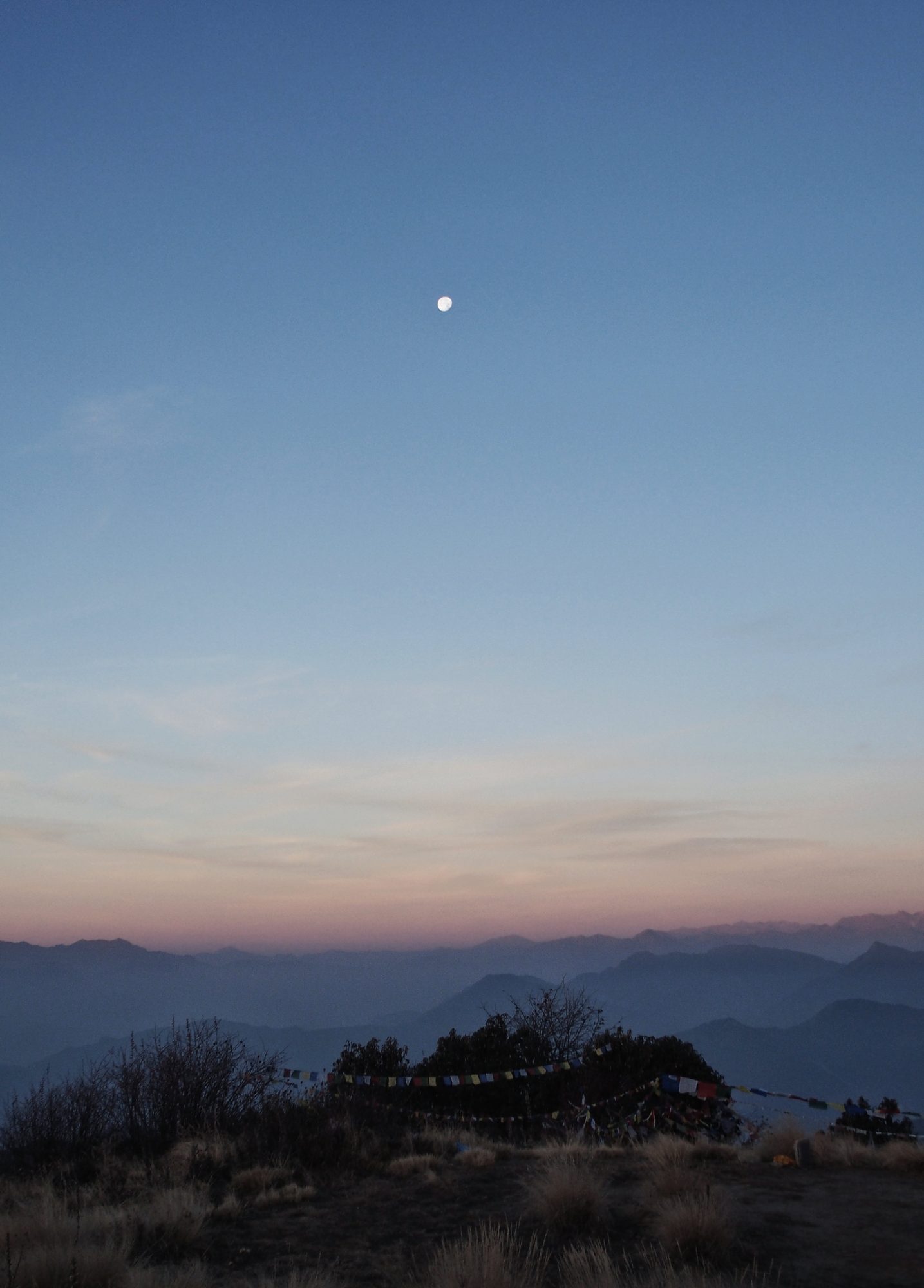 Mond und Sonnenaufgang am Poon Hill