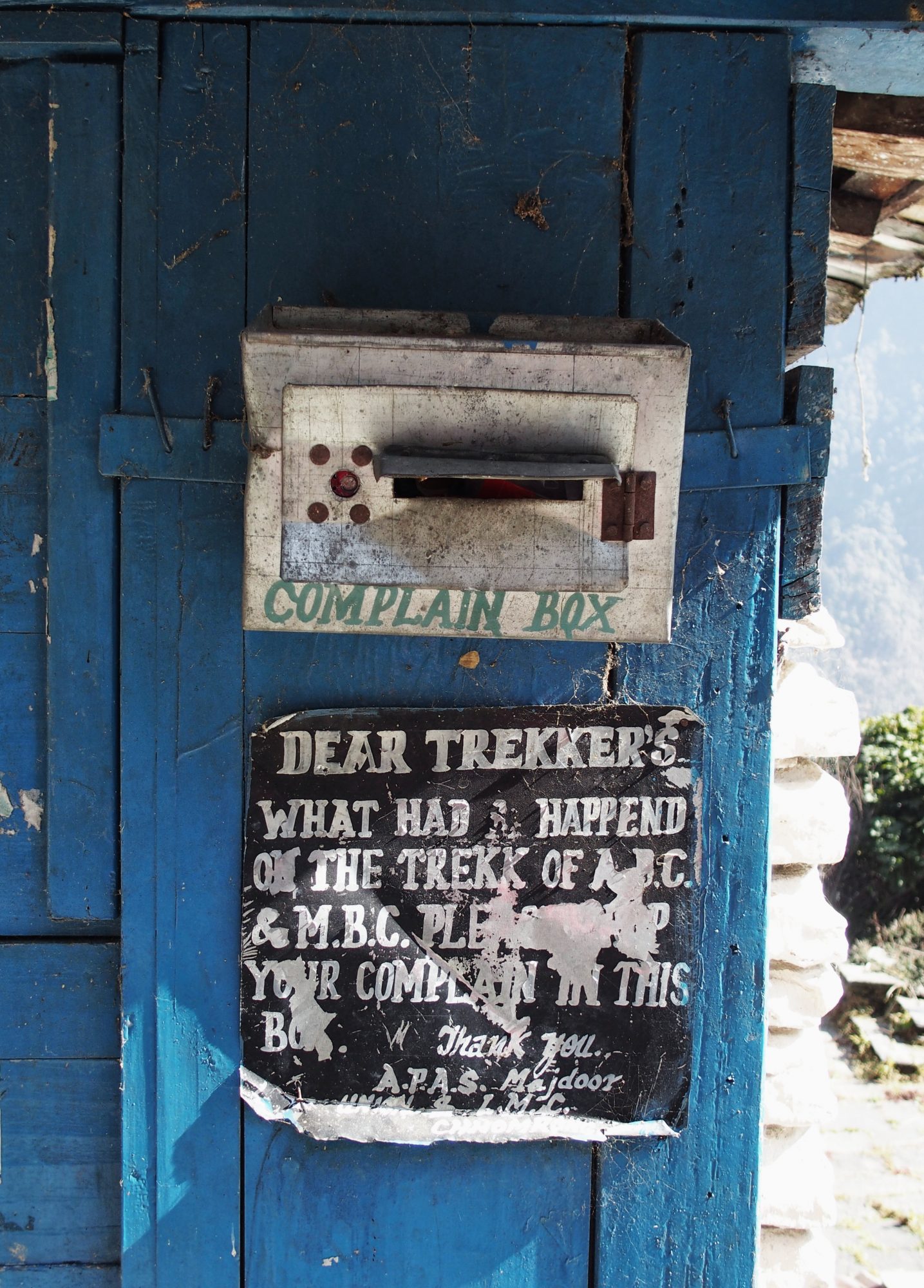 Beschwerdebox Annapurna Base Camp