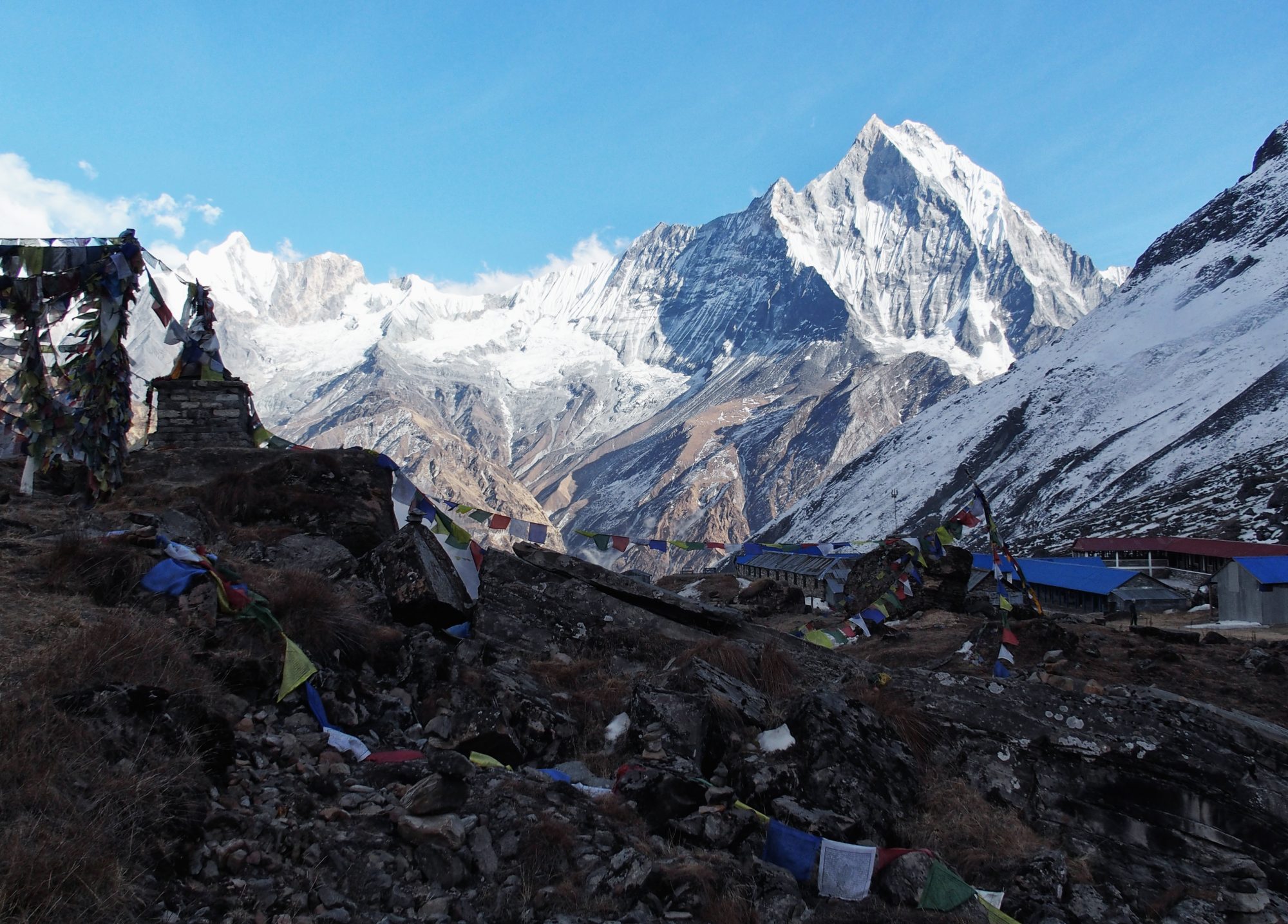 Blick von oben auf das Annapurna Base Camp