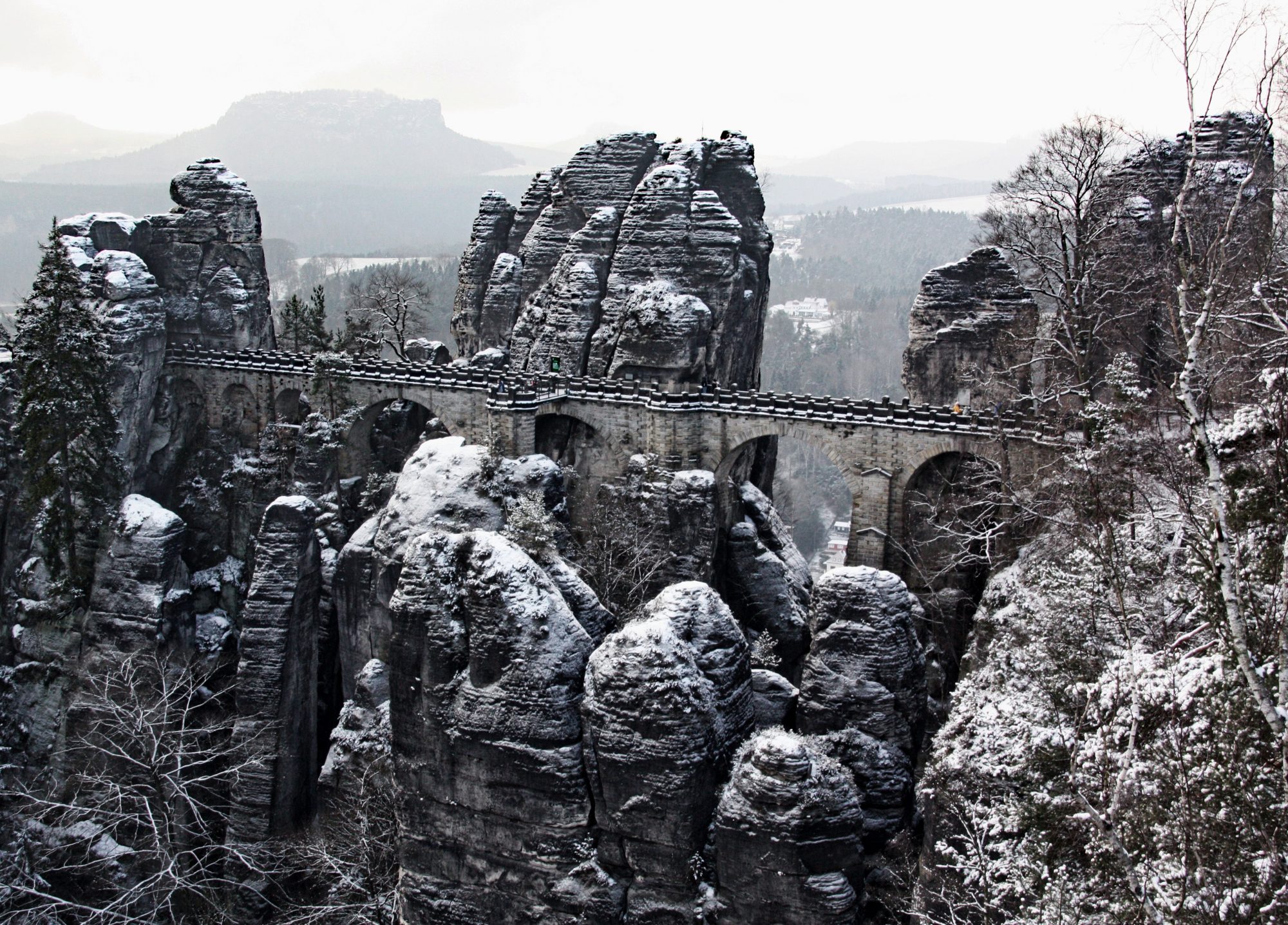 Sächsische Schweiz, Elbsandsteingebirge, Bastei, Basteibrücke, Rathen, Winter, Wandern