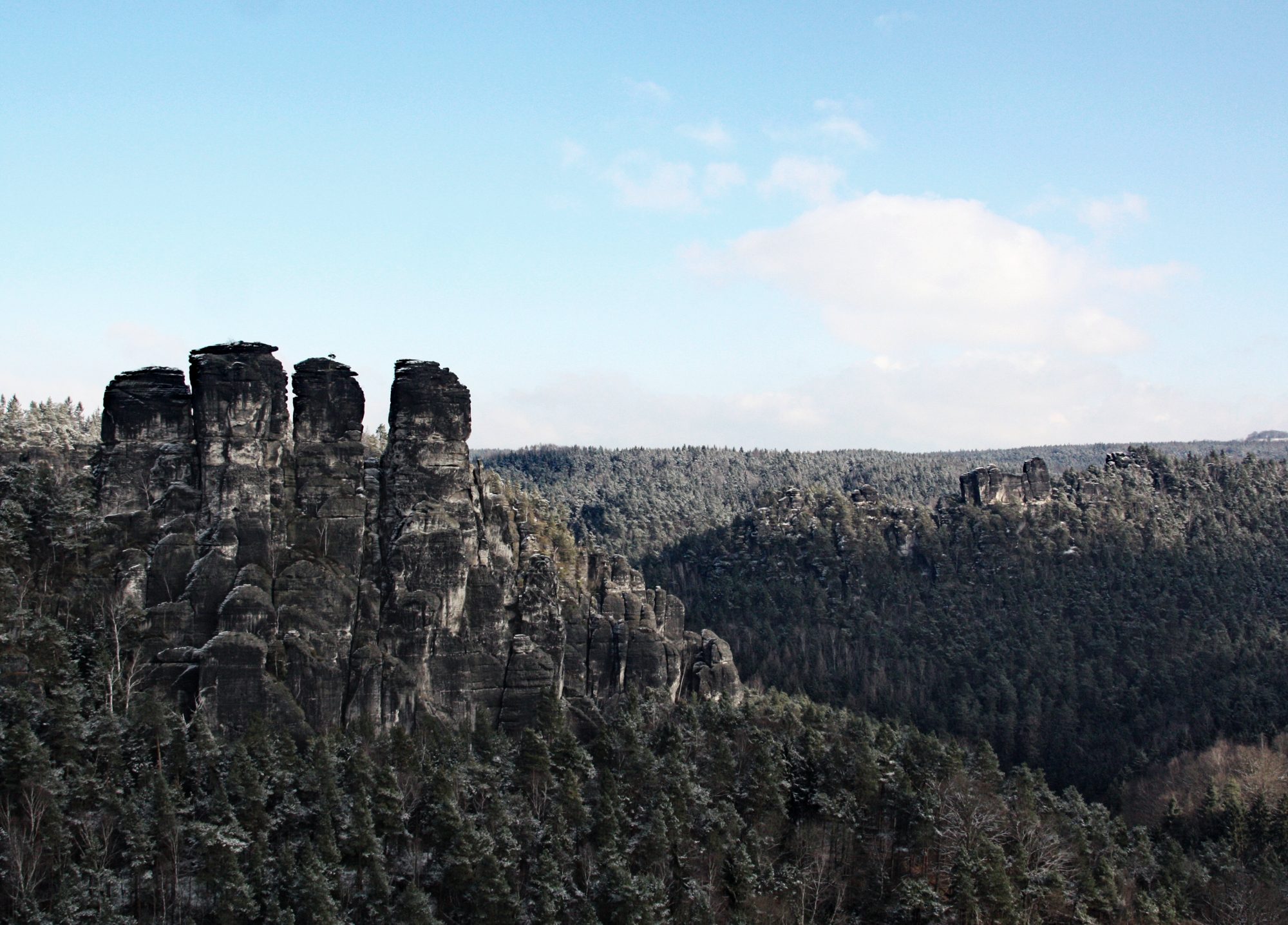 Sächsische Schweiz, Elbsandsteingebirge, Bastei, Basteibrücke, Rathen, Winter, Wandern