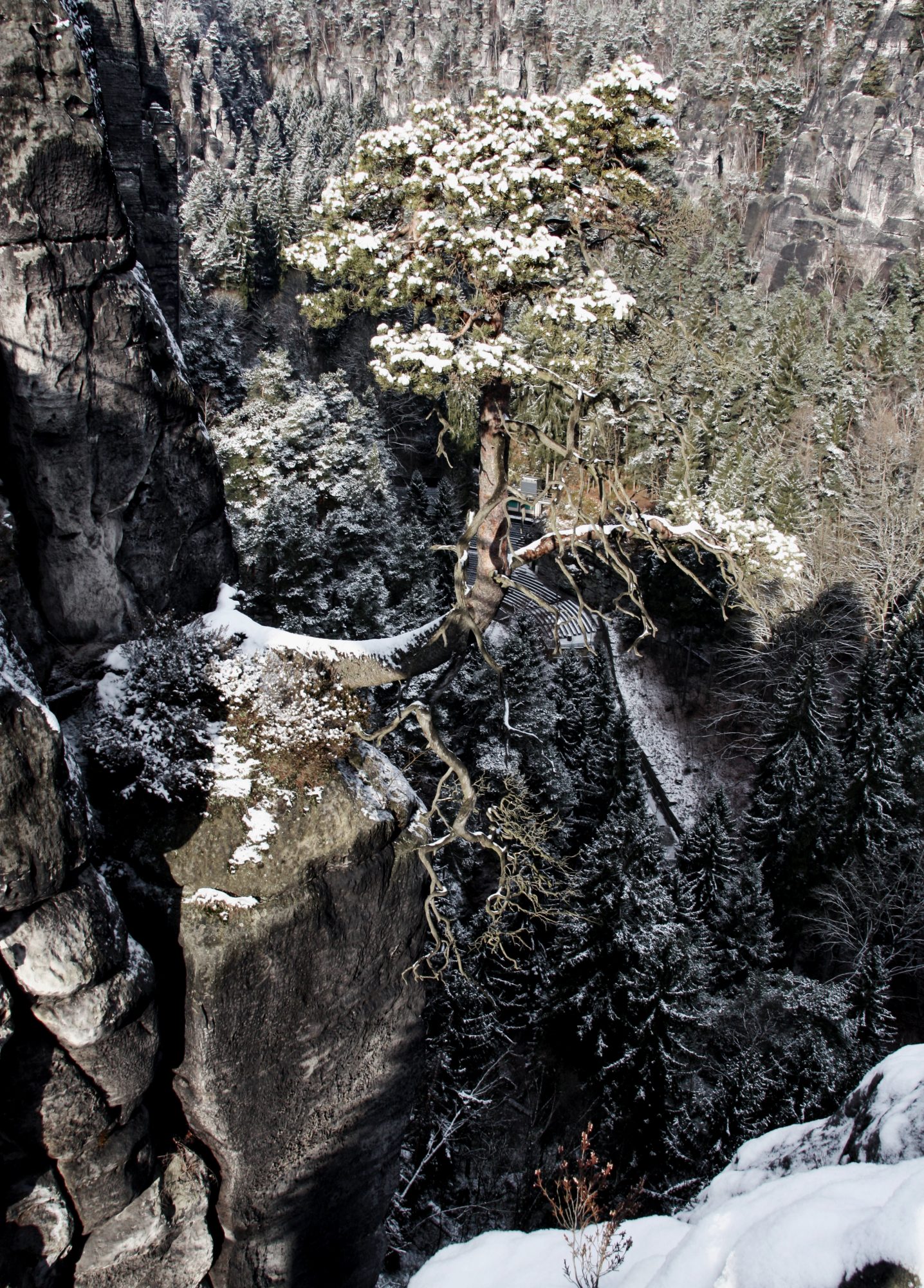 Sächsische Schweiz, Elbsandsteingebirge, Bastei, Basteibrücke, Rathen, Winter, Wandern