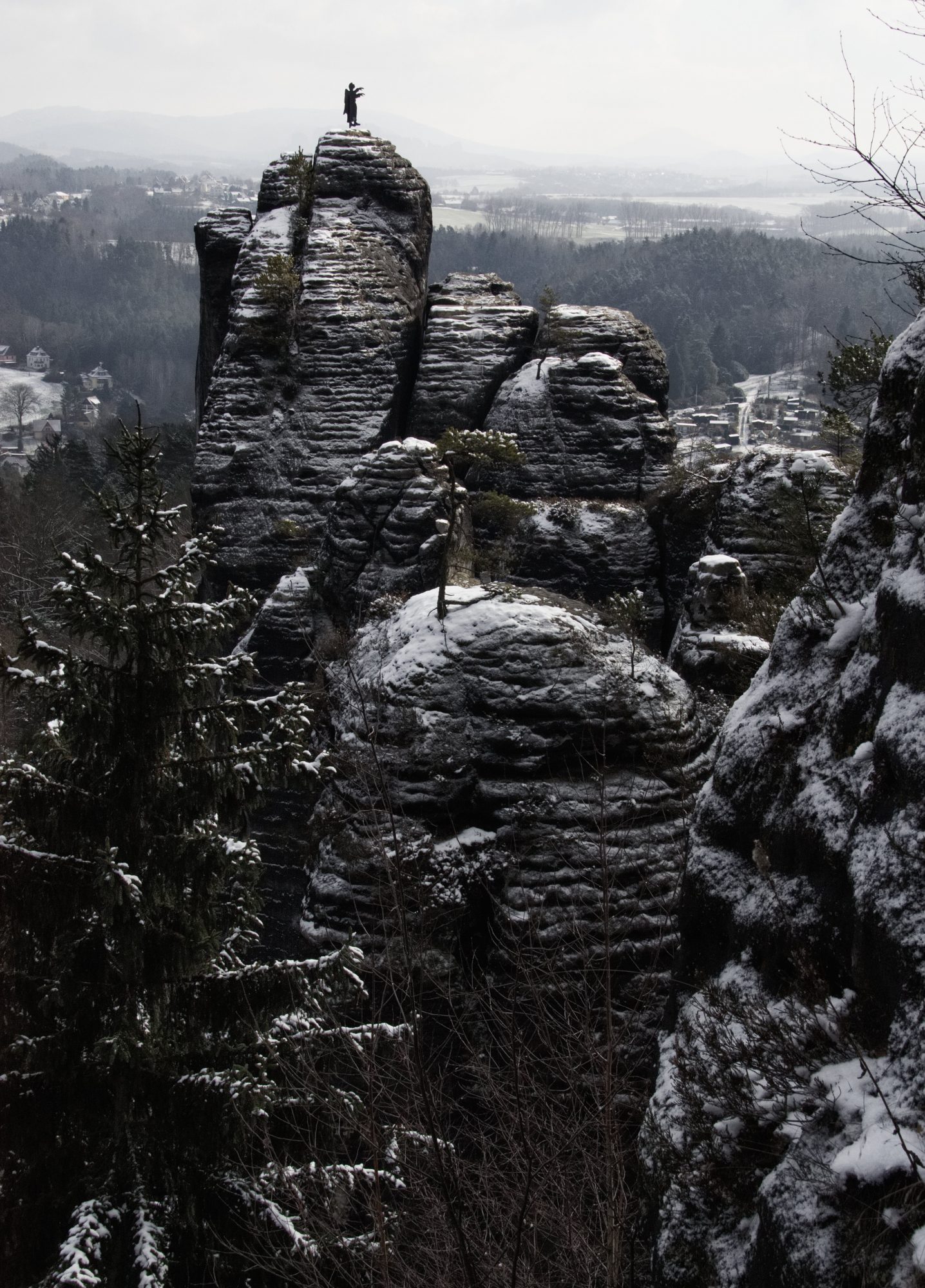 Sächsische Schweiz, Elbsandsteingebirge, Bastei, Basteibrücke, Rathen, Winter, Wandern