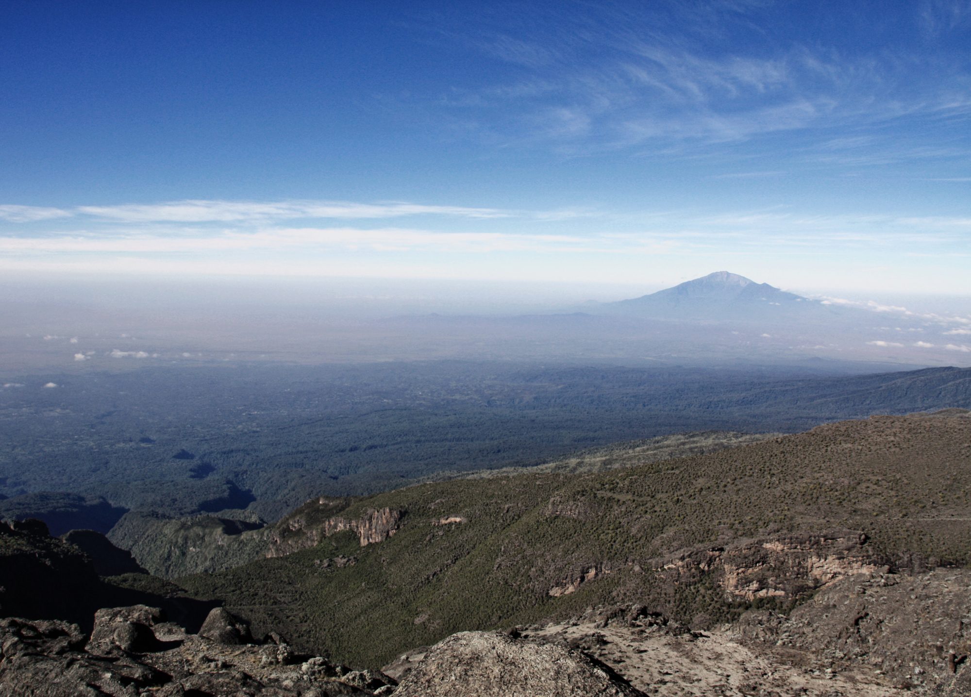 Blick auf den Mount Meru, Kilimandscharo, Kilimandscharo besteigen, Tansania, Afrika, Kilimandscharo Tour, Erfahrungsbericht, Machame Route
