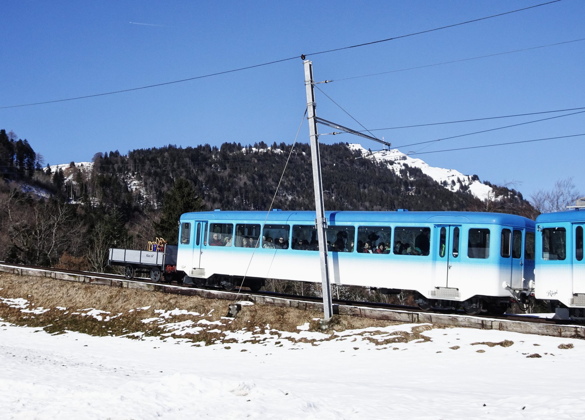Schweiz, Luzern, Zürich, Rigi, Winterwanderung, Rigibahn, Zahnradbahn