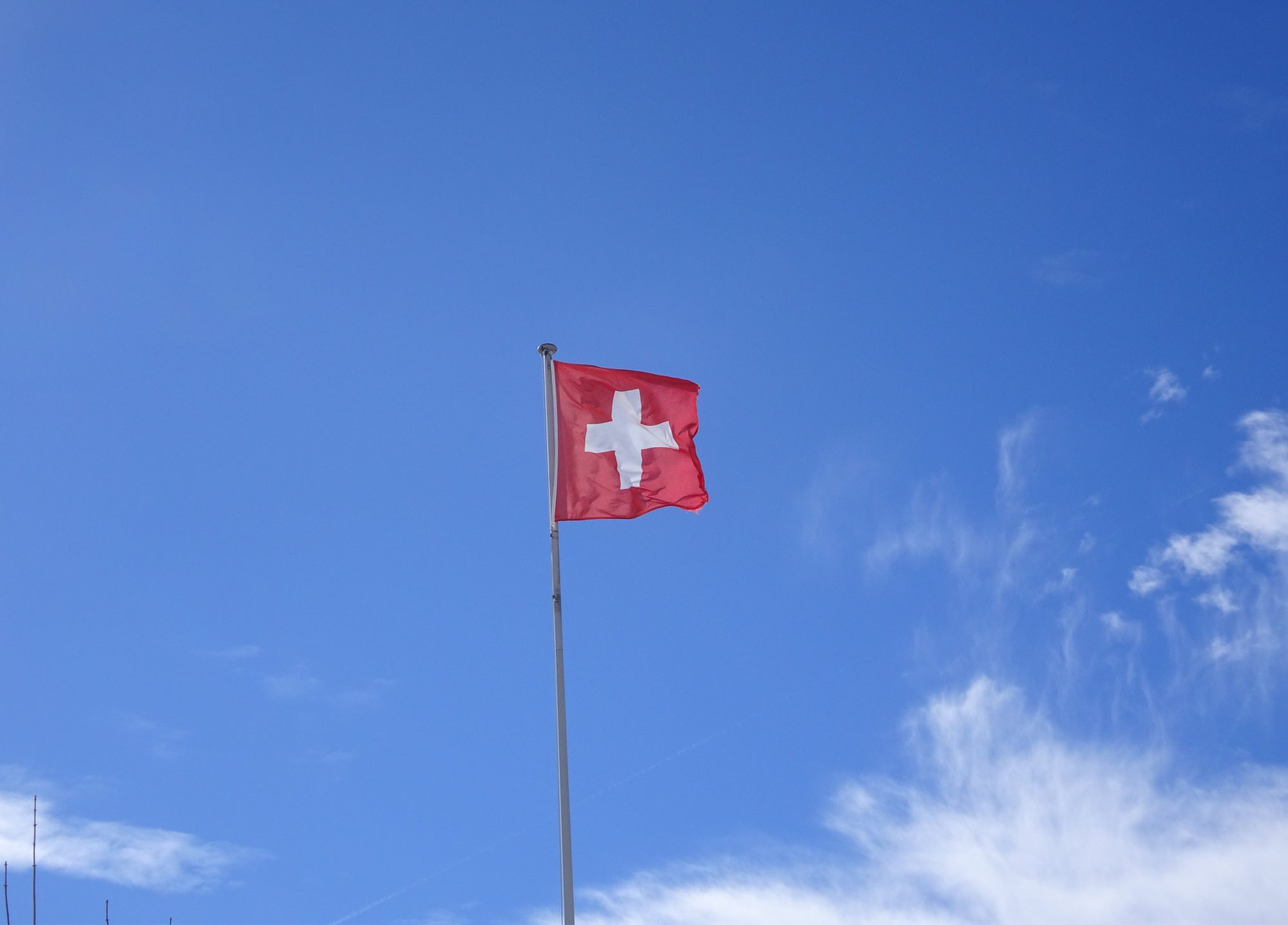 Schweiz, Luzern, Zürich, Rigi, Winterwanderung, Flagge Schweiz