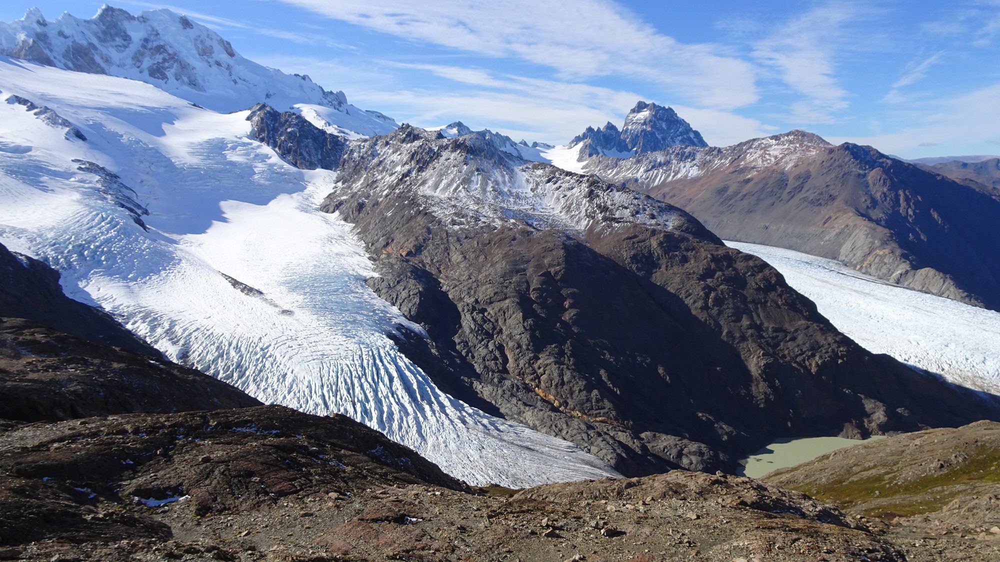 Río Túnel Inferior und Superior auf einen Blick, Huemul Circuit, El Chaltén, Patagonien, Argentinien, Wanderung, Trekking