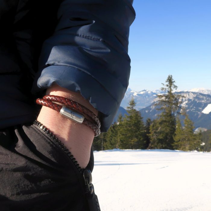 Bergseil Armband Doppelseil Leder Haselhuhn Model