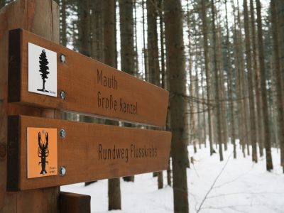 Felswandergebiet Bayerischer Wald, Winterwandern durch die Steinklamm Schneeschuhwandern im Bayerischen Wald