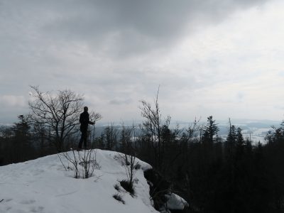 Große Kanzel im Winter, Felswandergebiet Bayerischer Wald, Schneeschuhwandern im Bayerischen Wald