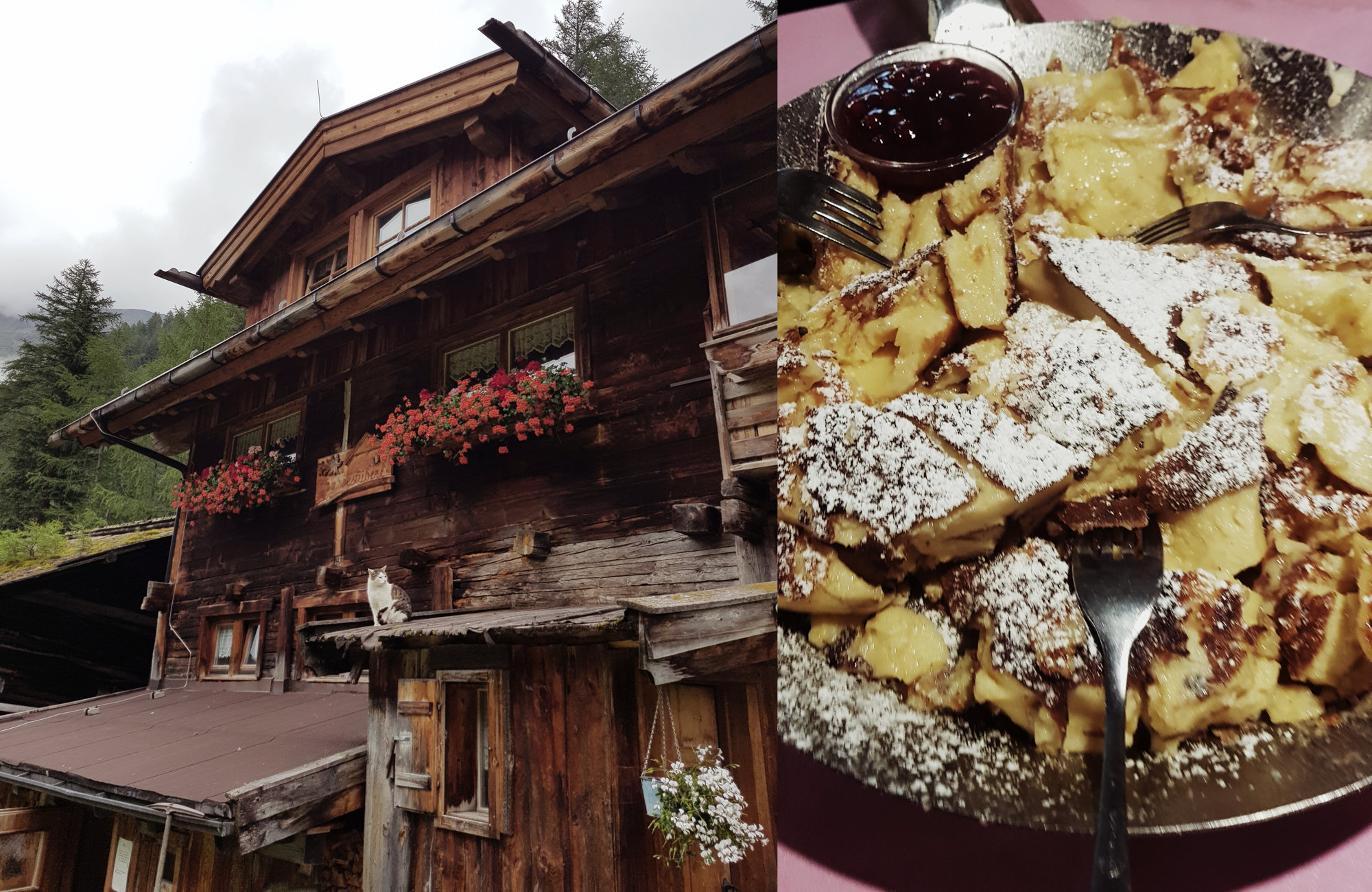 Sahnestüberl mit grandiosem Kaiserschmarrn, Wandern Ötztaler Urweg, Wandern im Ötztal, Trekking im Ötztal, Ötztaler Alpen, Tirol, Genusswanderung, Regenwanderung