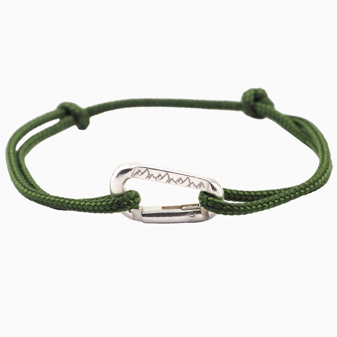 Webseite Freigestellt Karabiner Armband Farngrün Quadratisch